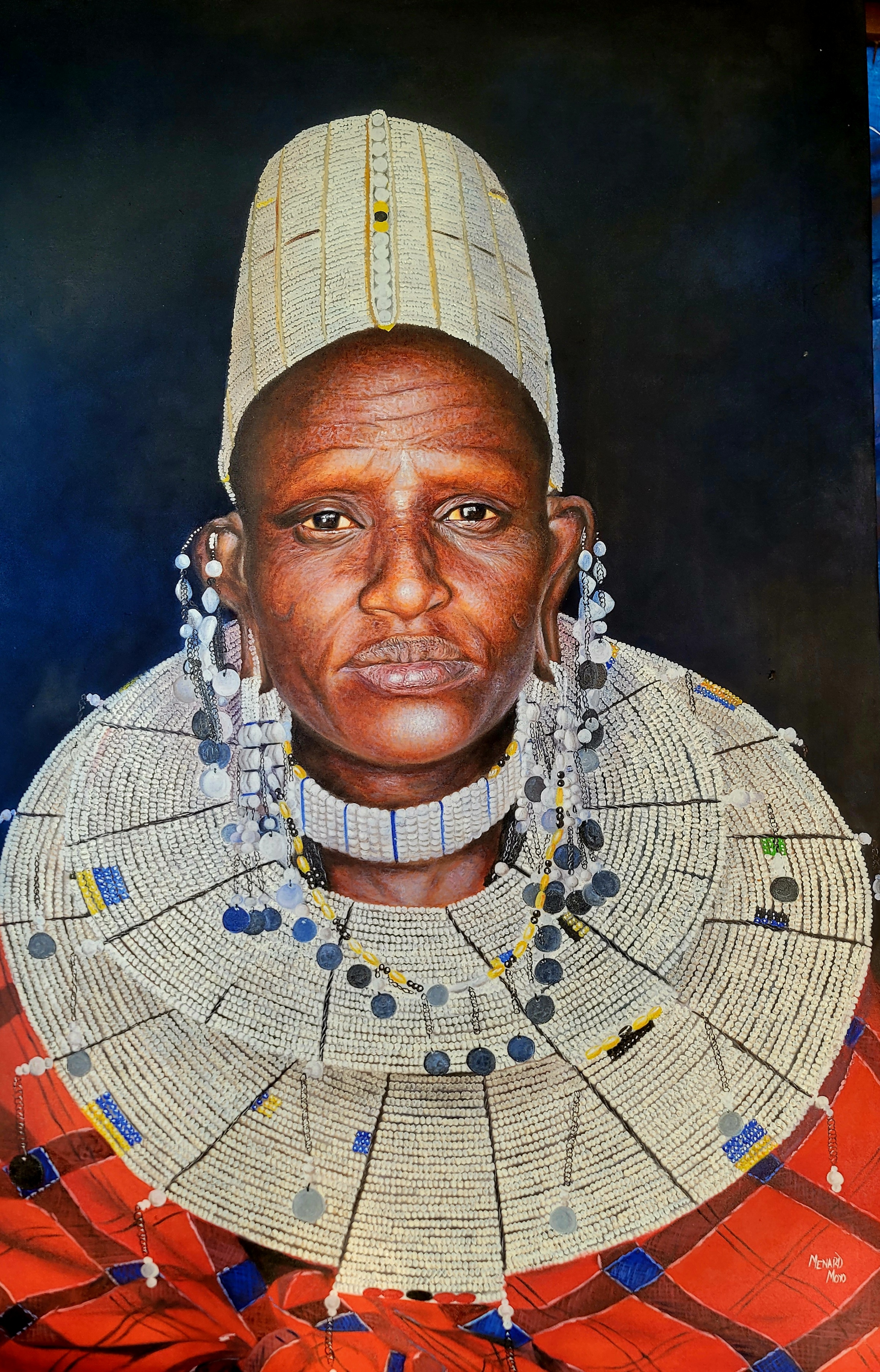 Rooted In Tradition  — painting by Menard Moyo, Zimbabwe 