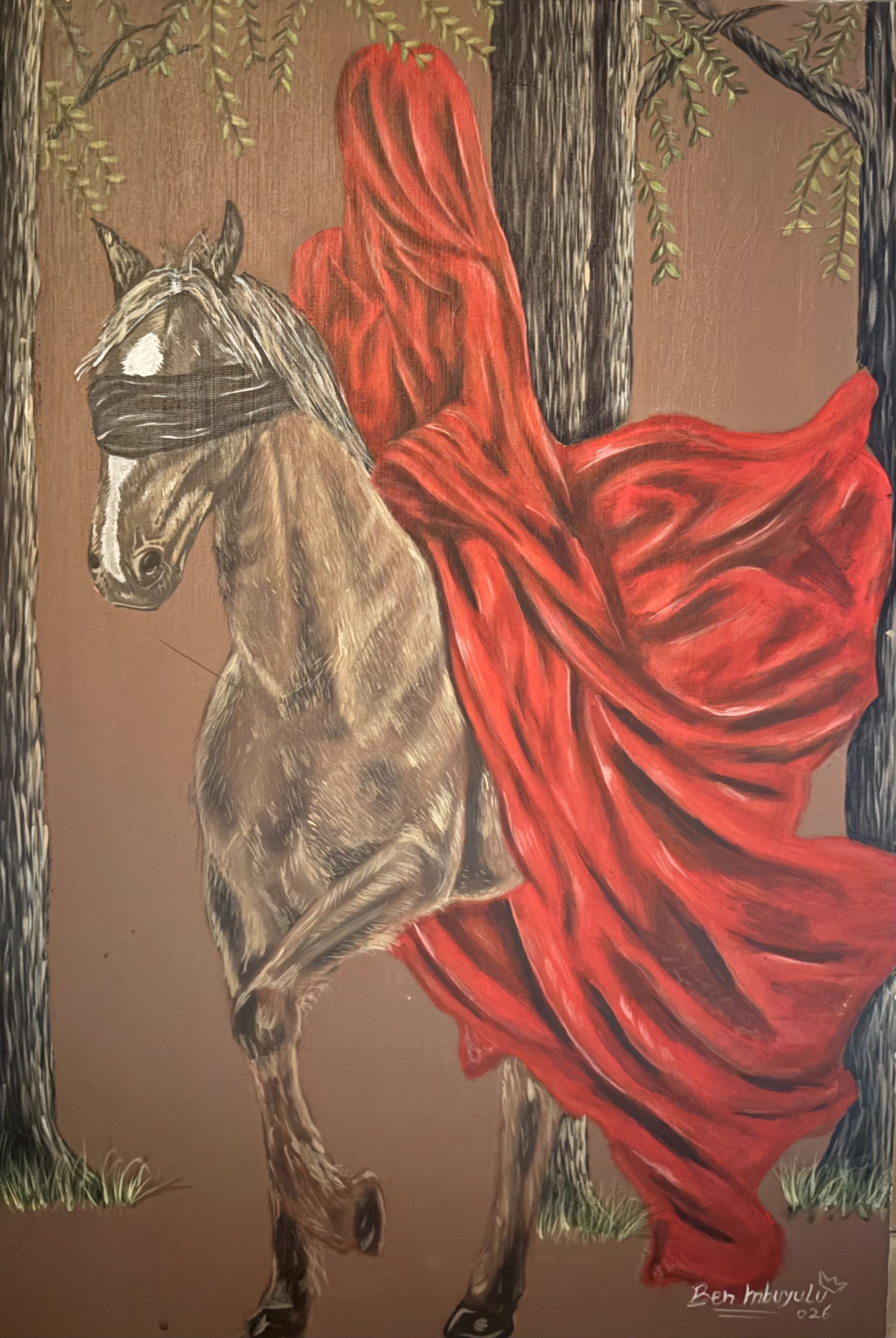 The Journey of the Veiled Soul — painting by Ben mbuyulu, Démocratic république of congo